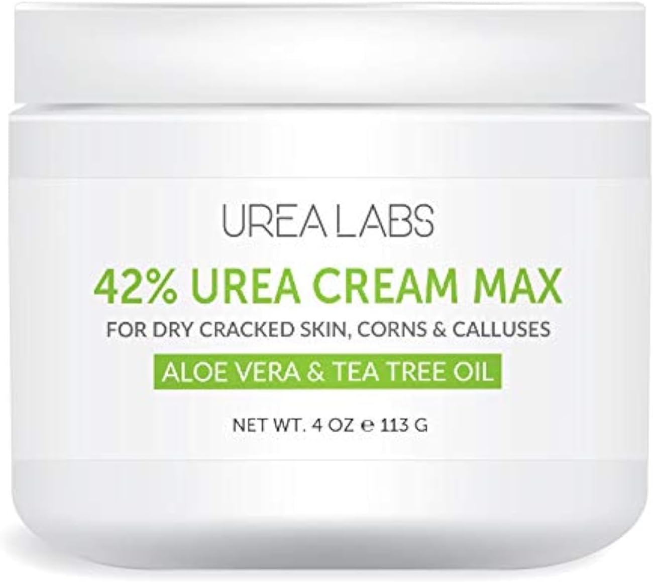 42% Urea Cream MAX w/ Aloe Vera & Tea Tree Oil, 4 Oz Highest Potency Foot Cream, Corn & Callus Remover. Moisturizes & Re-hydrates Rough, Cracked, Dead & Dry Skin on Feet, Elbows and Hands