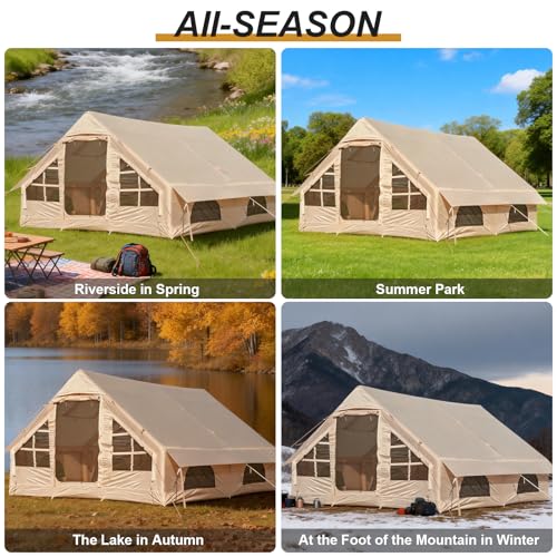 Image of Inflatable Camping Tent,2 /4 /6 /8 /10 Person Glamping Inflatable Tents, Quick Setup Blow Up Tents with Pump, Waterproof Inflatable Tent for Camping, Air Glamping Tents for Adult