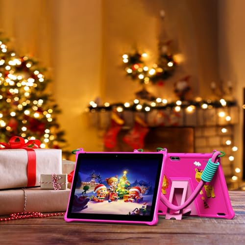 Image of PRITOM 10 inch Kids Tablets Android, 64GB, Tablet with Lanyard, Parental Control, HD IPS Display, WiFi, Dual Camera, Toddler Tablet for Kids, Pink