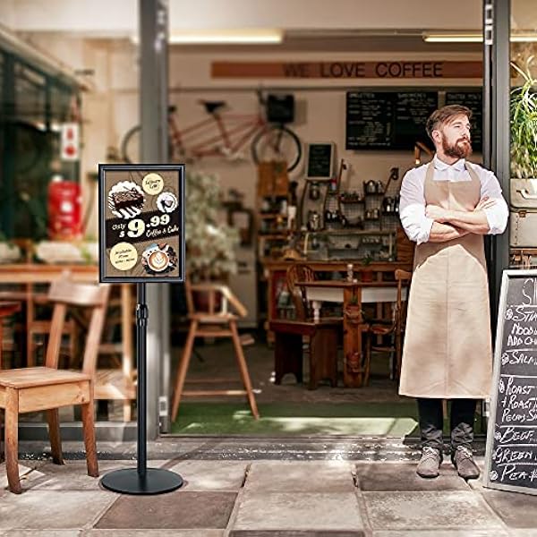 NewZeal Verstelbare A4 Poster Stand Heavy-duty Vloerstaande Poster Houder Kennisgeving Stand Tekenhouder voor Bruiloft/Show/Display/Advertentie, Zwart