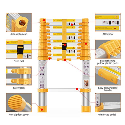 Boweiti Telescoping Extension Ladder 12.5Ft Heavy Duty Upgrade,Aluminum Telescopic Ladder With Upgrade Material/Accessories #TOP4