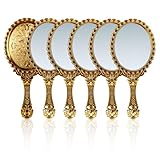 yisncka 6 Pcs Vintage Handheld Mirror 9.8 x 4.5 Inch Small Gold Embossed Portable Princess Mirror for Classroom Kids Princess Party