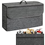 VINATO Rangement Coffre de Voiture en Feutre, Pliable Organisateur de Coffre Voiture avec 2 Poches en Filet, Sac de Rangement, 44x15x28cm, pour Outils et Entretien Automobile Accessoires