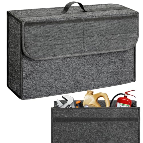 VINATO Organizer per Bagagliaio Auto in Feltro, Borsa Bagagliaio con 2 Tasche in Rete, Robusto – per Attrezzi e Cura dell'Auto Accessori per Auto (44x15x28cm)