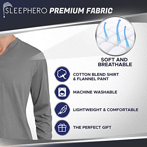 Men’s Pajama Set Pajamas For Men 2 Piece PJ Set with Cotton Knit Men Pajama Pants and Long Sleeve Henley T-Shirt3