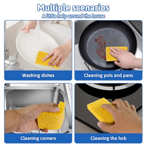 Image of Multi-Use Cellulose Kitchen Sponges Compressed Cellulose Sponges, Non-Scratch, Dish Sponge for Kitchen Bathroom Cars, Funny Cut-Outs DIY (2, White)