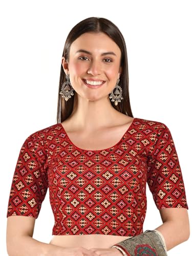 Chandrakala Stretchable Blouses for Women Sarees,Readymade (B217-P)
