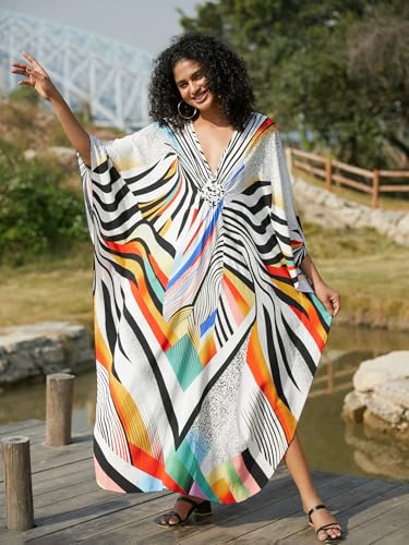 Image of KEYLORTING Plus Size Kaftan Dress Women, African Moo Moo Print Caftan, Batwing Dress, Beach Cover Up for Party and Loungewear