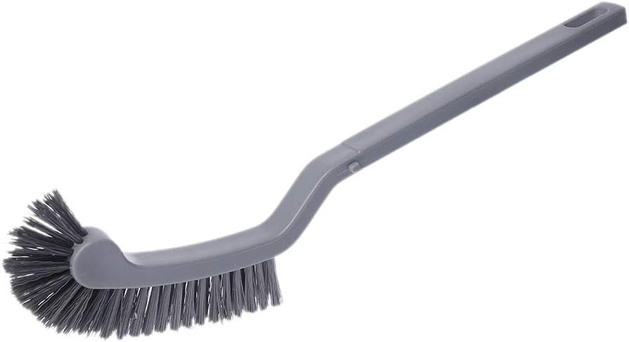 Plastic Long Handle Curved Plastic Toilet Cleaning Brush Corner for Cleaner Toilet Brush Only Wood, Gray