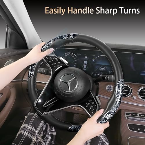 Image of Universal ABS Broken Carbon Texture Steering Wheel Grip Cover for All Car Models Safe Non-Slip Car Interior Accessory Long Lasting Print Comfortable Grip Steering Wheel Protector