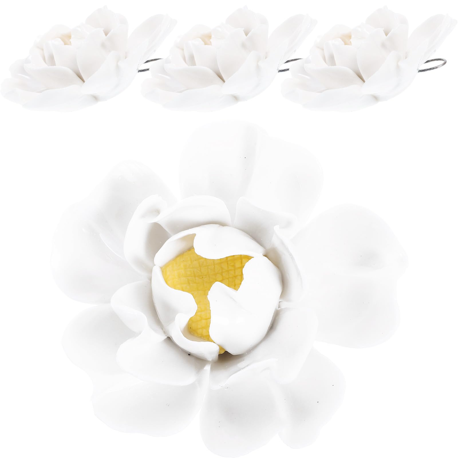 Décoration murale fleur 3D pivoine blanc en céramique style nordique ornement suspendu NOLITOY