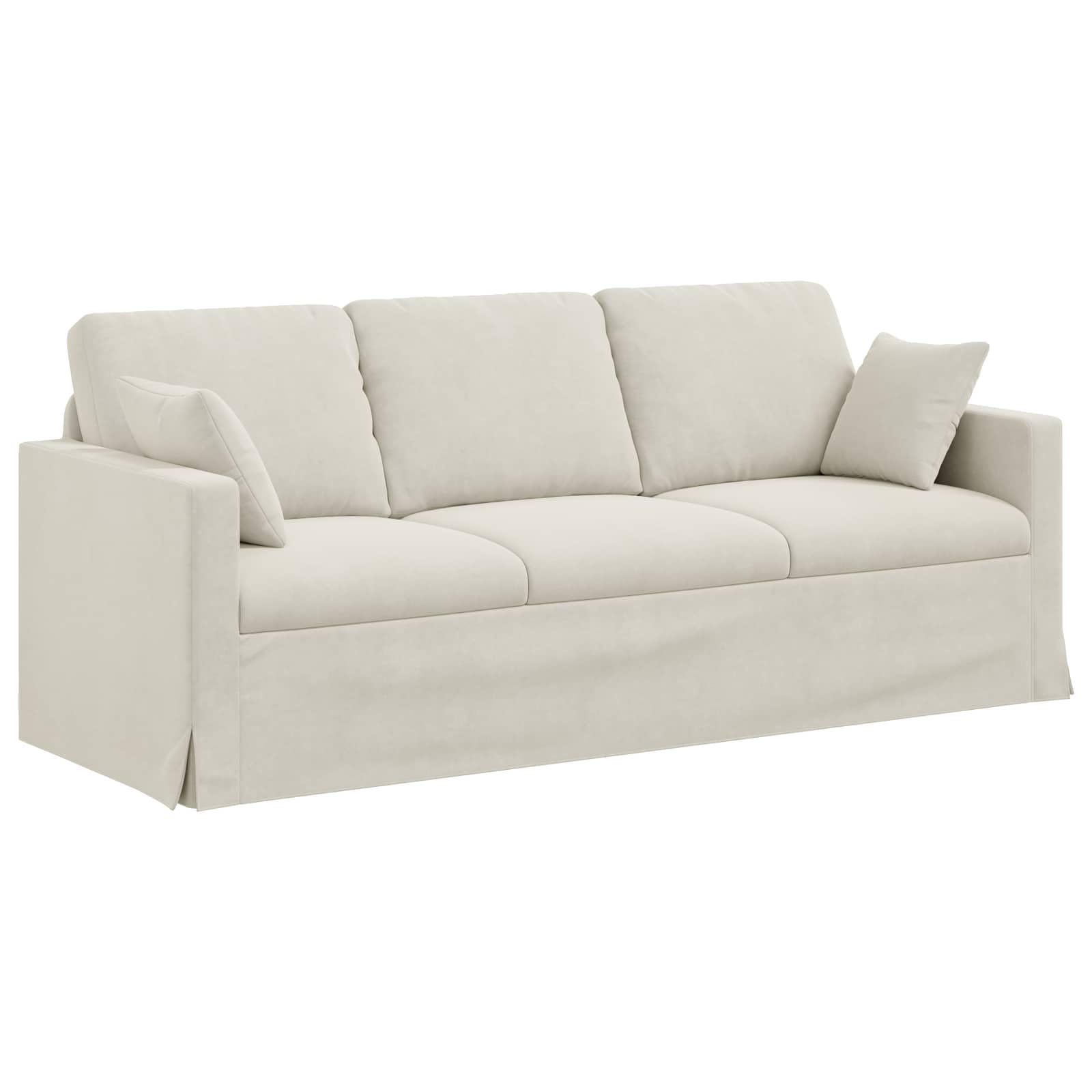 Kremowa sofa 198 x 78 x 80 cm, aksamitna