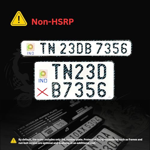 Image of TRYGIX Bike Number Plate Set (Front & Back), Non-HSRP, Serial Number Not Included, Plate Size: Front 11x2 inch & Back 8x4 inch, Radium White