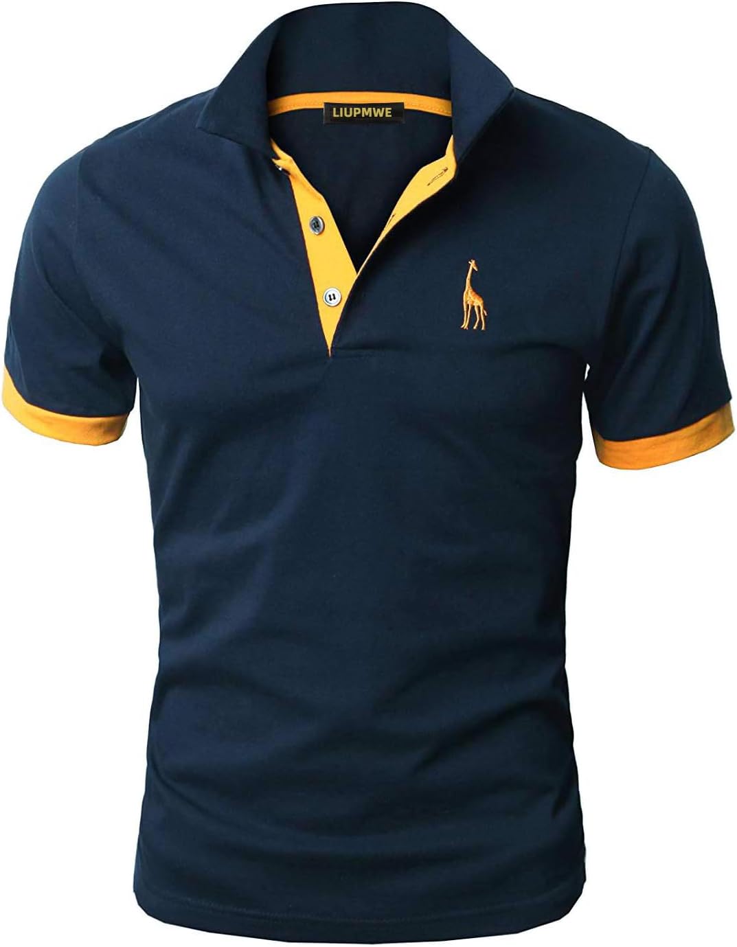 – Mens Polo Shirts Short Sleeve Giraffe Embroidery Golf T-Shirt S-3XL