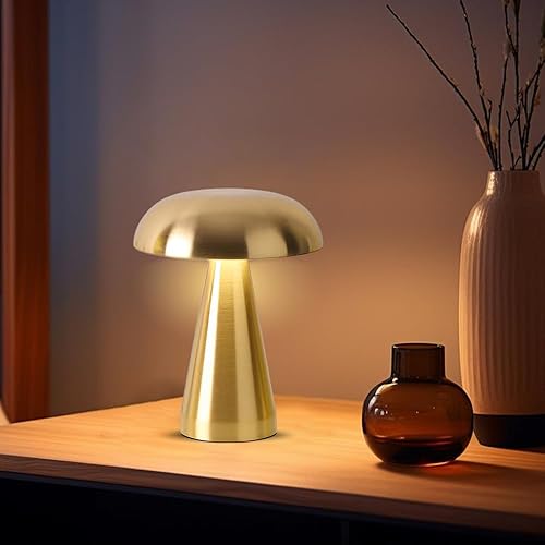 Miniatura 7 de lámpara de mesa LED portátil, lámpara de mesa metálica inalámbrica, luz recargable con control táctil de 3 colores, 3 niveles de brillo para