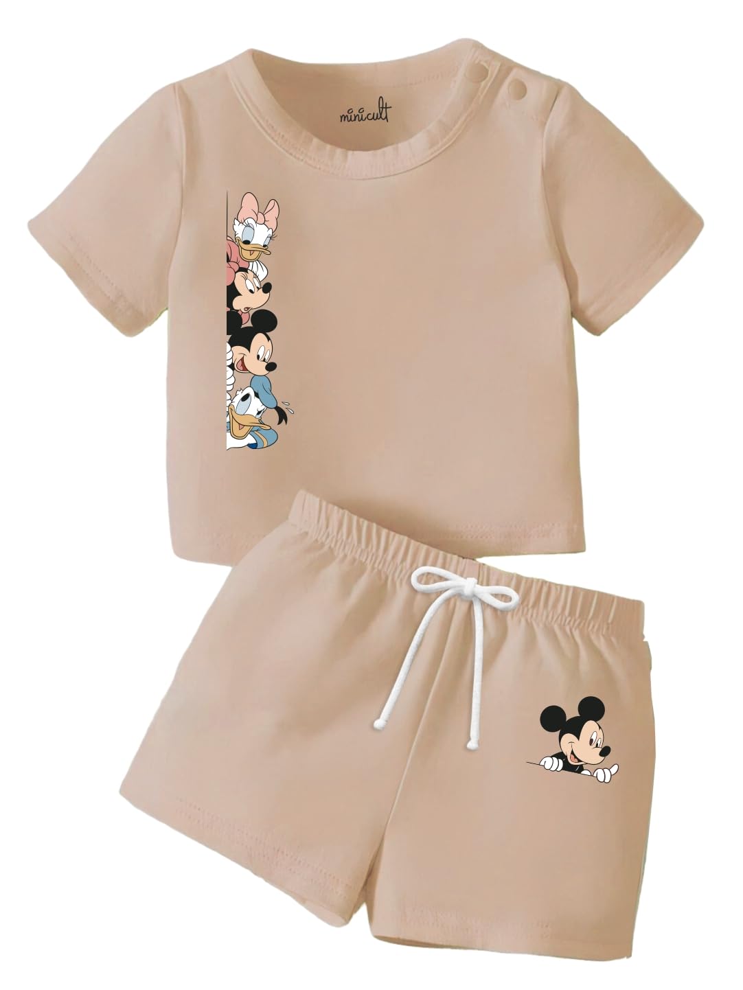 minicultkids Kids Cotton Shorts and Matching Tshirt Coord clothing set with Cute Prints Clothing Set (200gsm Cotton Fabric)