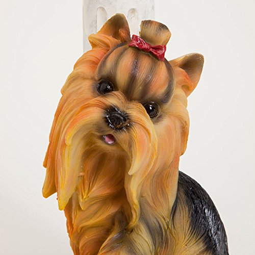 Bits And Pieces - Solar Yorkie Lantern-Solar Powered Garden Lantern - Resin Dog Sculpture With Led Light #TOP4