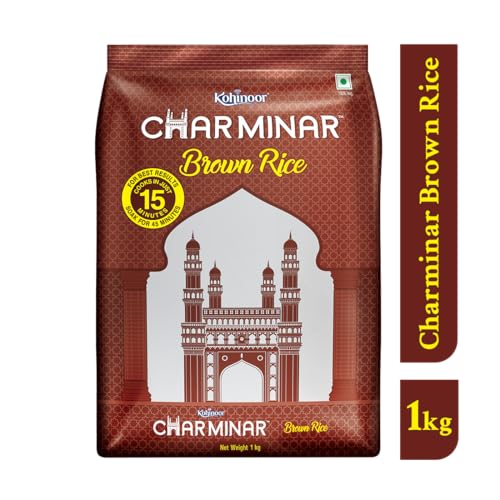 Image of Kohinoor Charminar Brown Rice 1 Kg | High-Fibre, Nutty & Wholesome Grains for Balanced Meals (Pack of 3)
