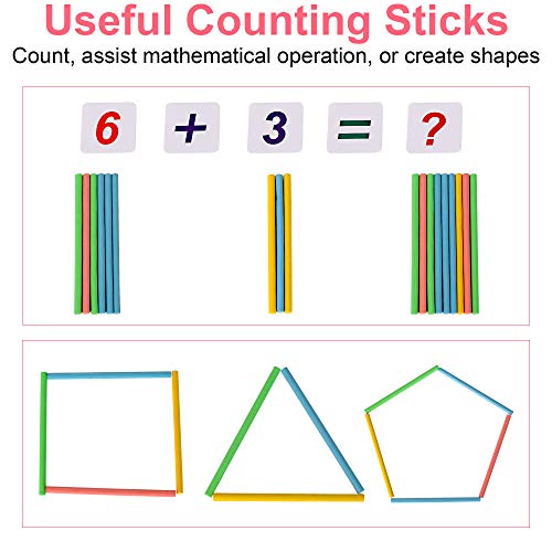 image for KIDWILL Preschool Math Learning Toy,10-Row Wooden Frame Abacus with Mu