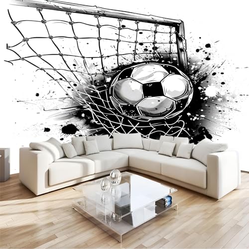 Fotomurale da Parete Vello Sfondo Murale Partita di calcio disegnata a mano Carta da parati fotografica 250x175 cm Moderne Decorazione Soggiorno Camera de Letto Sala Ufficio