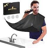 QpenguinBabies Bart Rasierschürze mit Saugnäpfen, Geburtstag Valentinstag Geschenke für Männer Ihn Ehemann Papa Pflege Trimmen (Schwarz)