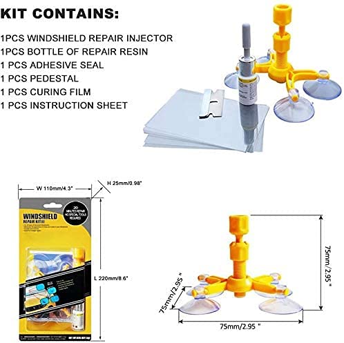 Car Windshield Repair Kit - Windshield Chip Repair Kit with Windshield Repair Resin for Fix Auto Glass Windshield Crack Chip Scratch