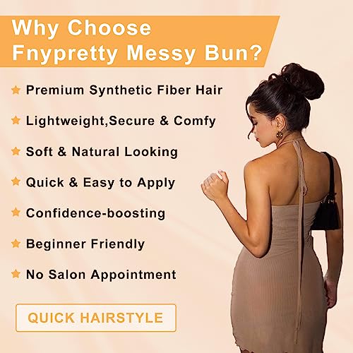 Fnypretty 5 Pcs Messy Bun Hair Piece Hair Bun Hair Pieces For Women Tousled Updo Messy Curly Hair Pieces Hair Extensions Ponytail Elastic Easy Scrunchies Hairpiece(6A# Dark Brown) #TOP1