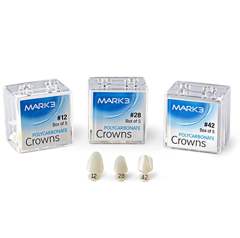 AmeriCan Goods Dental Polycarbonate Temporary Crowns for Anterior & Bicuspid Teeth 1/Bx (5 Pack of Crowns) (68)