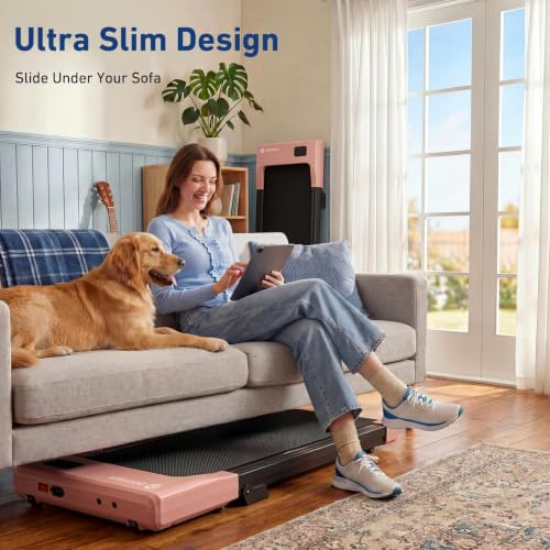 Image of DeerRun Walking Pad with 6% Incline, 3 in 1 Under Desk Treadmill for Home Office & Small Spaces, 2.5HP Quiet Walking Pad Treadmill with 300lb Capacity, 0.6-3.8MPH, App & Remote Control