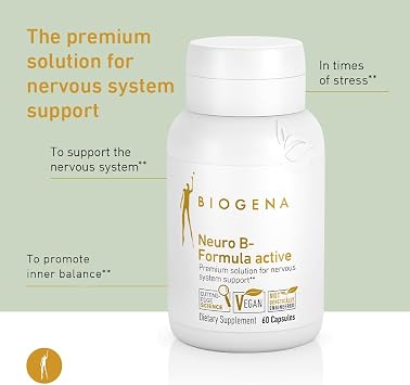 Biogena Vitamin B Complex Capsules with All 8 b-Vitamins B1, B2, B6, B12, folate, niacin, biotin and pantothenic Acid to Support Psyche & Nervous System** - Neuro B-Formula Active Gold