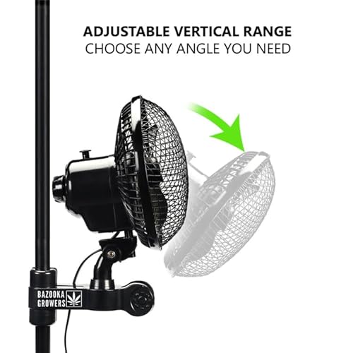 Bazooka Growers Rotating 6 Inch Grow Tent Fan With Adjustable Grip Clip And Two Speed Options And Oscillating Feature (Black) #TOP3