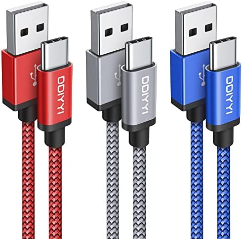 USB Type C Cable Fast Charging [3-Pack 3ft], DDIYYI USB to USB C Cable Braided Charger Cord for Samsung Galaxy S22 S21 S20 S10e S10 Ultra S9 S8 Plus Z Fold 4, Note 20 10 9 8, A10e A11 A12 A13 A03s A32