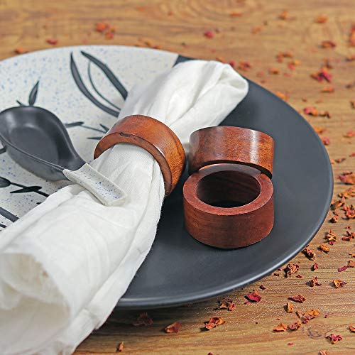 Shalinindia Artisan Crafted Dinner Table Decorations Wood Napkin Rings Set of 8 for Wedding Party