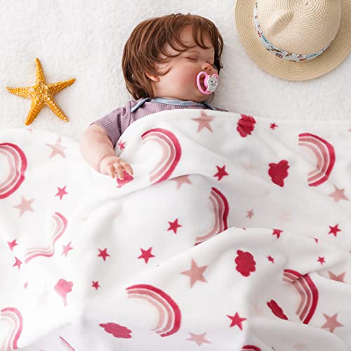 Bunnikins & Clover Lightweight Plush Flannel Baby Blanket Super Soft For Boys And Girls, Kids Floral Fleece Baby Blanket, Portable Bed Throws For Baby Crib And Toddler Bed, 30"X36" #TOP2