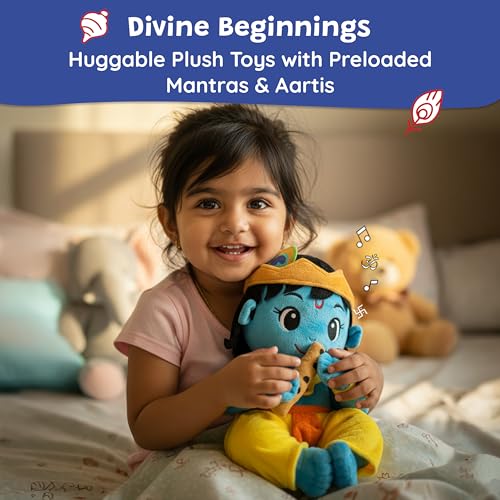 Image of WonderBuddy Divine Mantra Chanting Baby Krishna with 8 Preloaded Mantras & Aartis, Musical Soft Plush Toy, Best Birthday Gift for Infants, Toddlers & Kids (Medium - 28 Cm)