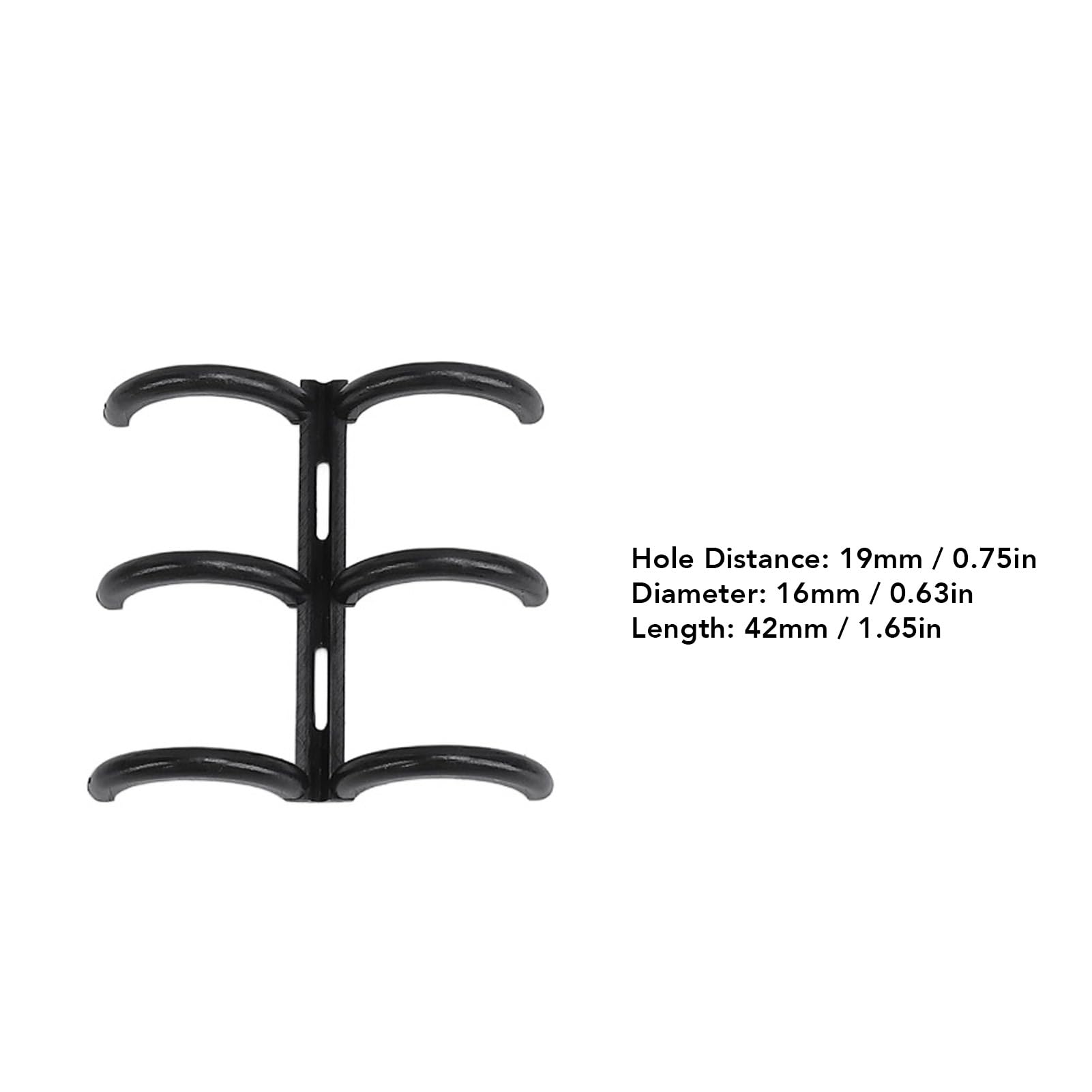 Dorso per rilegatura a pettine da 50 pezzi, 16 mm 3 anelli 120 fogli Dorso per rilegatore per libri per B5, A5, A6, A7, distanza fori 19 mm (Nera)