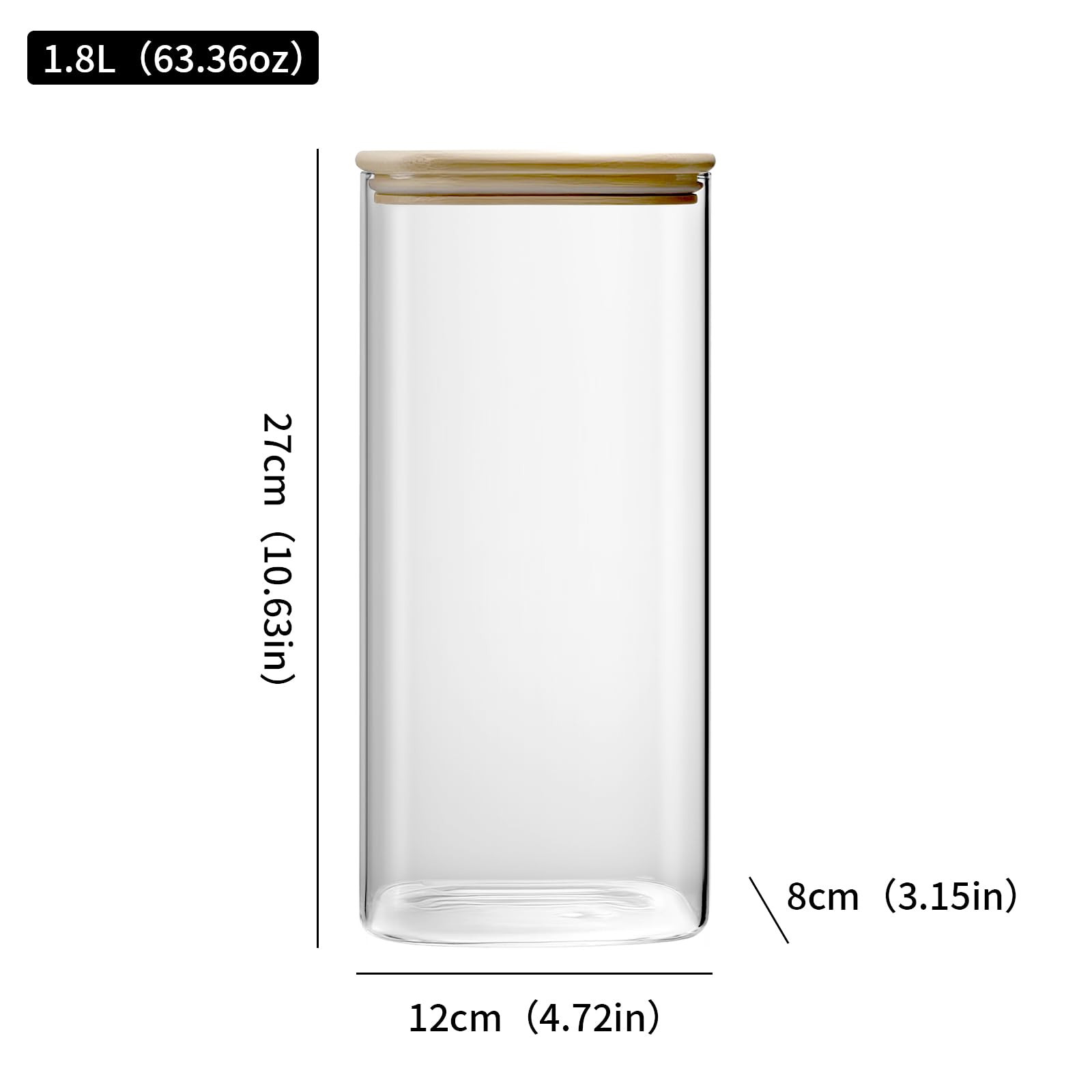 Tarros de Cristal con Tapa - Botes Cocina Almacenaje - Frascos de Vidrio con Tapa - Botes Cristal para Avena, Café, Judías（2L - 4PCS）