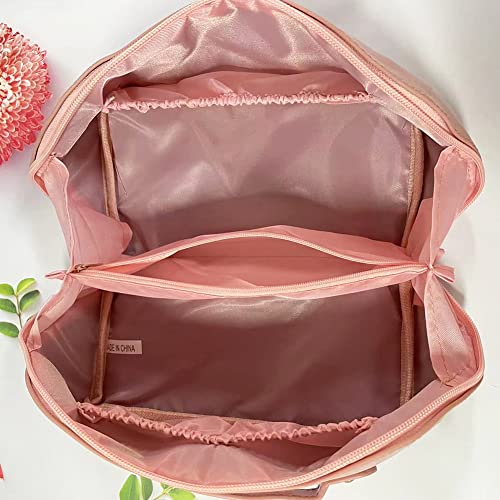 M-Bestl Upgraded Design Travel Cosmetic Bag,Travel Makeup Bag,Makeup Organizer Bag,Toiletry Bag For Storage With Adjustable Divide Space (Pink) #TOP1