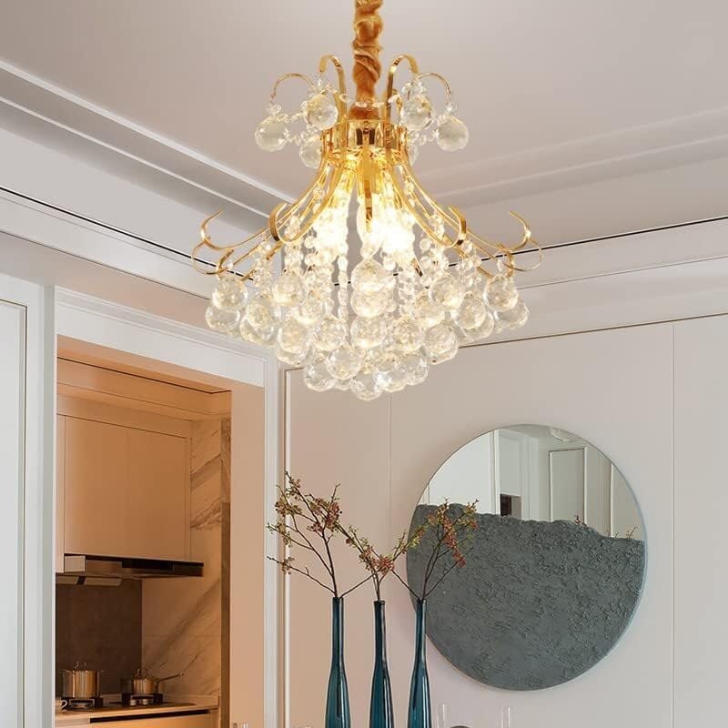 Lustre en cristal doré 40 cm pour illuminer un salon sombre avec élégance