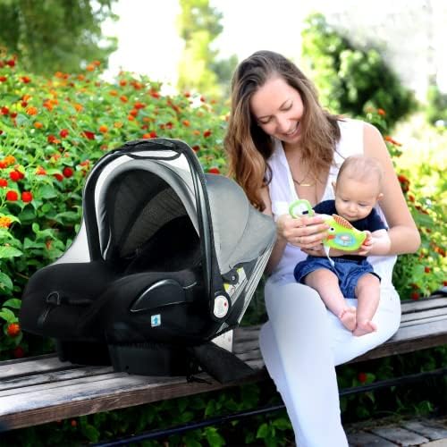 Orzbow Mosquito Net for Baby Car Seat,Universal Insect Mesh Net with Side Bag for Infant Carrier,Handle Open,Breathable,Extra Light,Durable (Black)