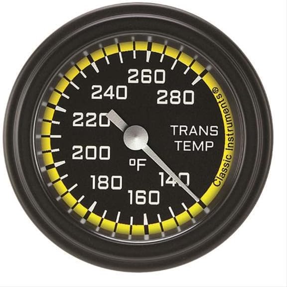 Classic Instruments AX127YBLF AutoCross Yellow 2-1/8" Transmission Temperature Gauge