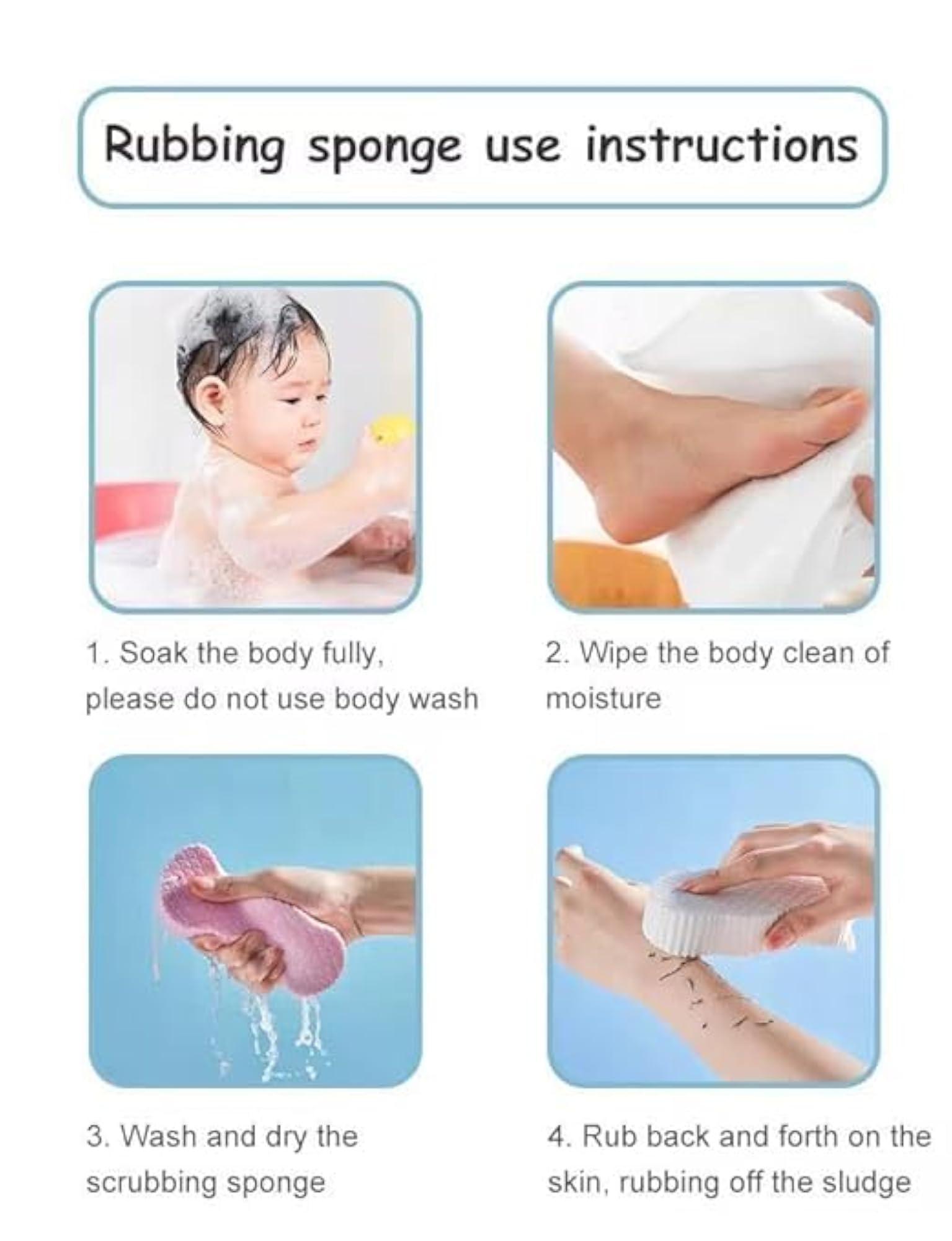 Pack of 2 Super Soft Bath Sponge Scrubber for Kids & Babies, Gentle Exfoliating