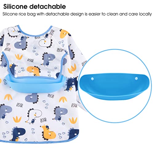 Image of SNOWIE SOFT Sleeved Bib Baby Bib with Pocket, Toddler Bib, Smock, Washable and Lightweight Waterproof Fabric, Fits Bibs for Baby 6 Months+