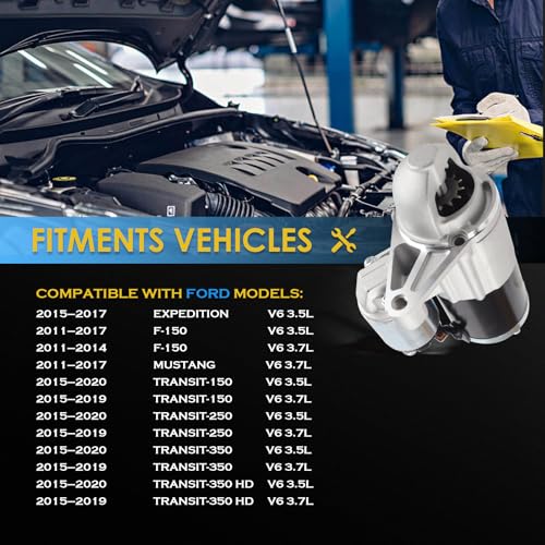 19260N New Starter Motor Compatible with Ford F150, Transit-150, Transit-250, Transit-350, Mustang, Expedition & Lincoln Navigator, Replace SMT0423, 19260 Car Starter 410-48224, M0T39571ZC by DALUOBO - Used condition - Image 2