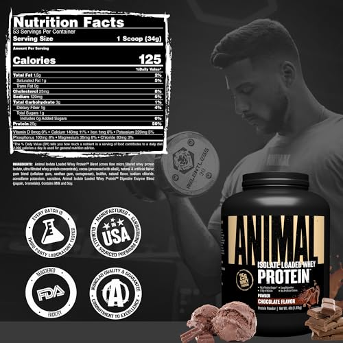 Image of Animal Whey Isolate Protein Powder, 25G High Protein | Chocolate 4LB
