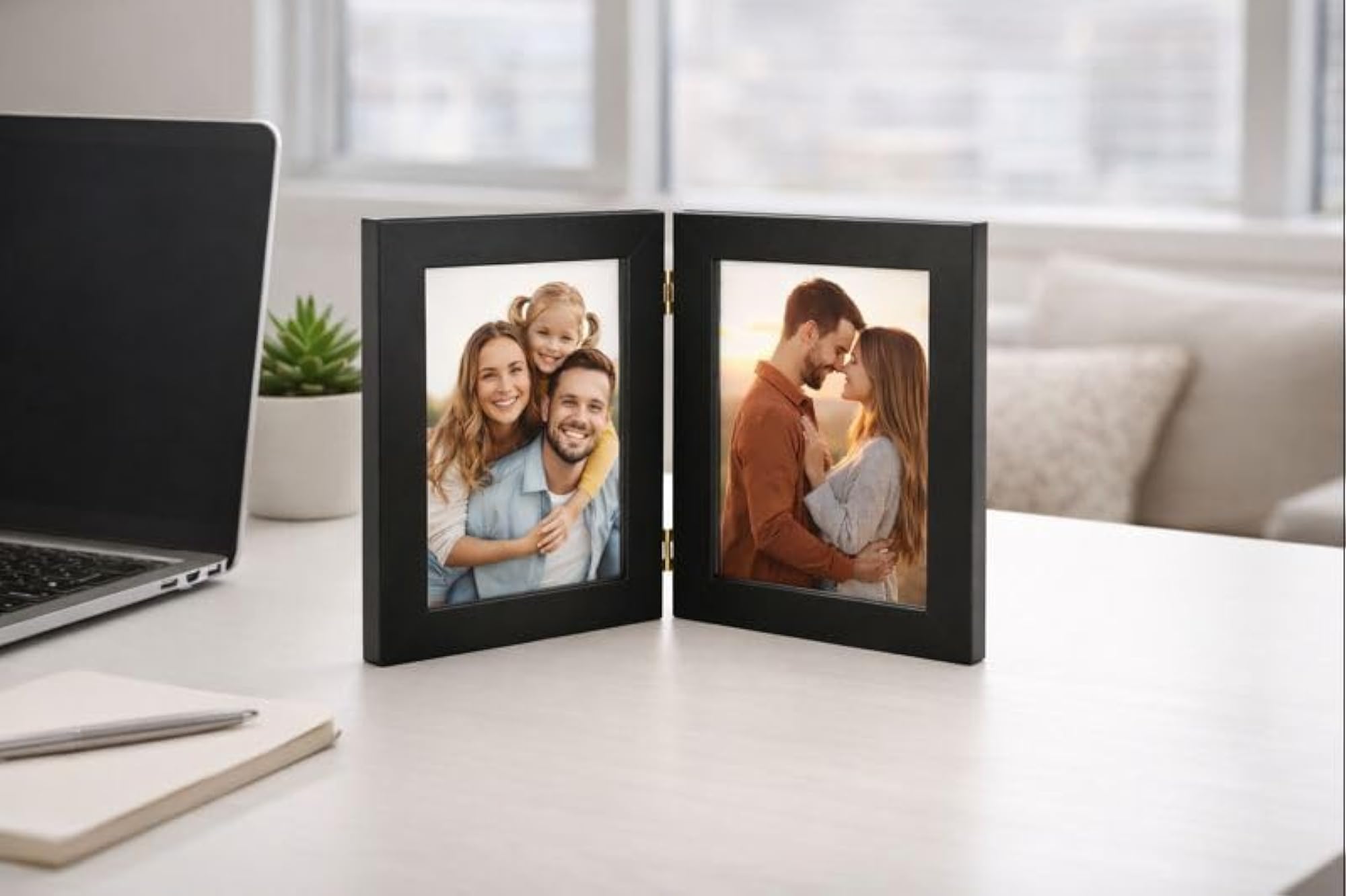 Black Foldable Double Photo Frame