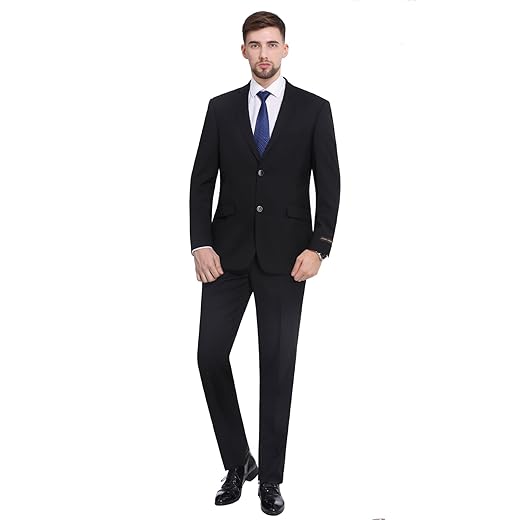 P&L Men's 2 Piece Suit Slim Fit Elegant 2-Button Blazer & Pants Set for Business Wedding Prom