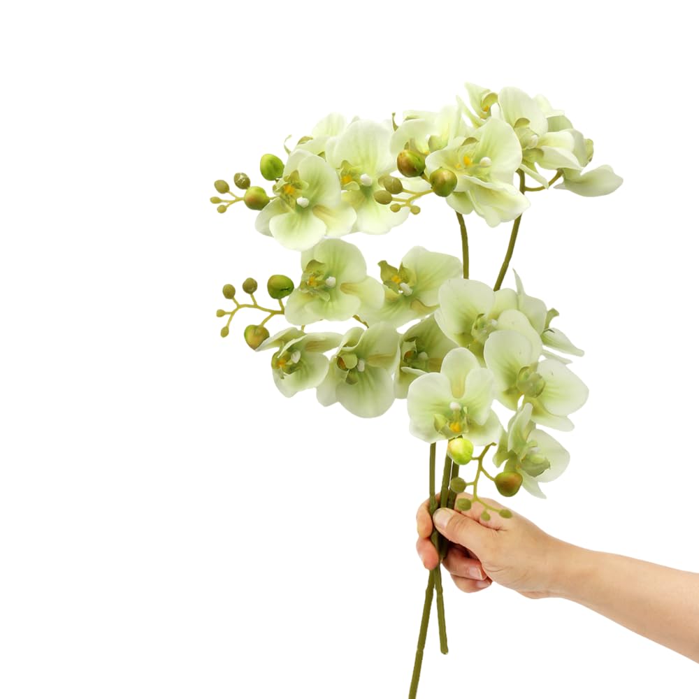 Curtek Green 4-Pack Artificial Flowers Real Touch Latex Phalaenopsis 17.7Inch Artificial Orchid Stem Bouquets For Wedding Party Home Garden Decor (Green), Rzhdlh4