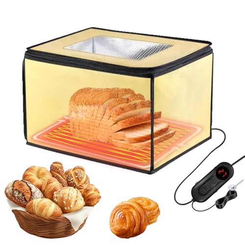 Bread Dough Proofer with Heater,NTC Sensor Temperature & Timer Control Proofing Accessories Pizza Dough Proofing Box,Electric Foldable Bread Proofer for Making Yogurt,Handmade Soap