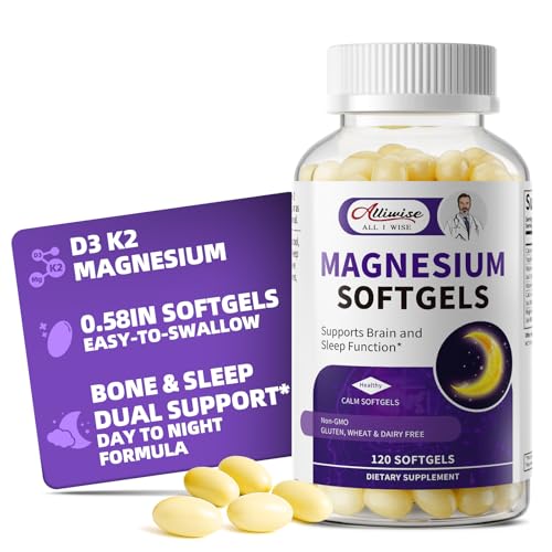 Magnesium Glycinate 400mg Softgels with Vitamin D3 K2 120 Gelcaps